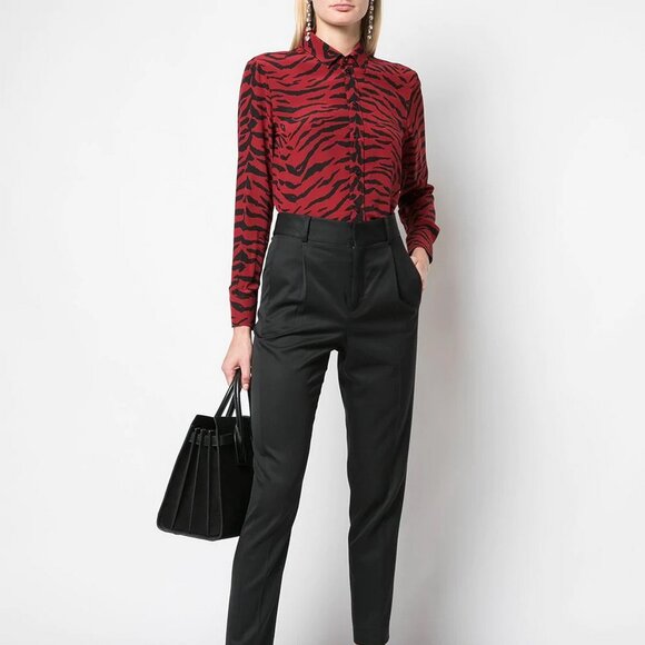 NEW Saint Laurent Red Zebra Silk Blouse– Statement Top for Work Events & GNO - Picture 5 of 15